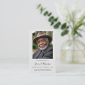 Grau-Foto-Beileid-Beerdigungskarte Visitenkarte (Stehend Vorderseite)