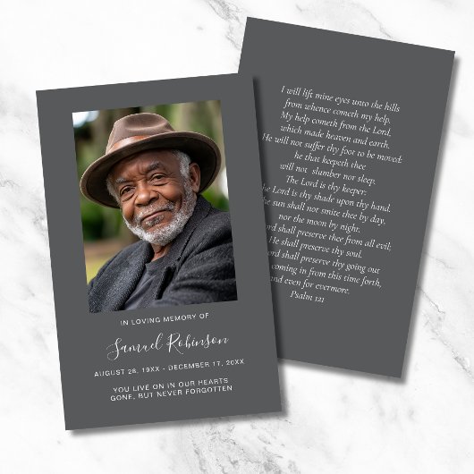 Grau-Foto-Beileid-Beerdigungskarte Visitenkarte