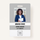 Grau | Foto Mitarbeiter-Logo oder QR CODE-Sicherhe Ausweis (Vorderseite)