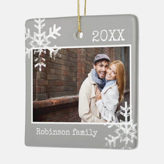 Grau Foto Ornament mit Schneeflocken (Links)