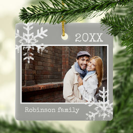 Grau Foto Ornament mit Schneeflocken