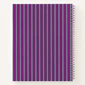 Grau Fuchsia Elegante Streifen Name Notizblock (Rückseite)