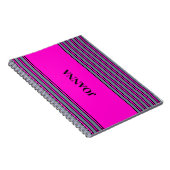 Grau Fuchsia Elegante Streifen Name Notizblock (Rechte Seite)