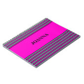Grau Fuchsia Elegante Streifen Name Notizblock (Linke Seite)