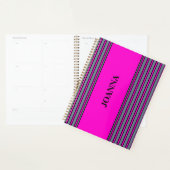 Grau Fuchsia Elegante Streifen Name Planer (Anzeige)
