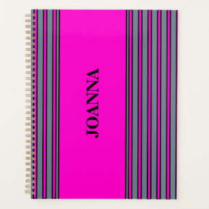 Grau Fuchsia Elegante Streifen Name Planer