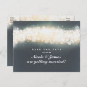 Grau-Funkeln-Lichtblast Save the Date Postkarte (Vorne/Hinten)