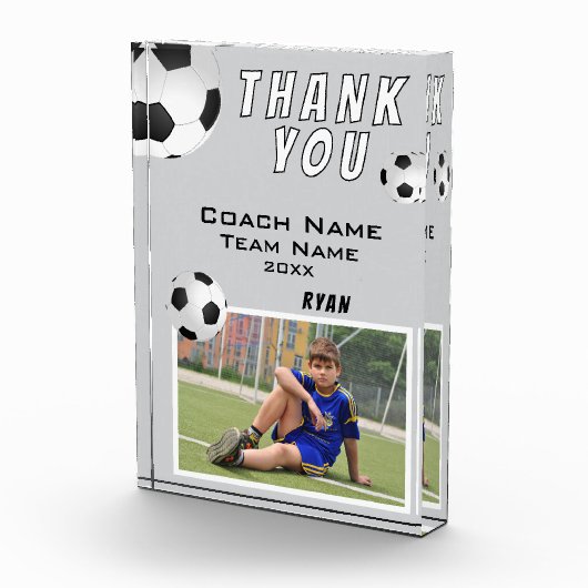 Grau Fußball Ball Sports Coach Danke Fotoblock (Rechts)