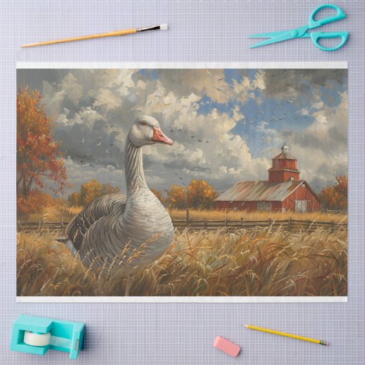 Grau Gänse Bauernhof Kunstwerk Seidenpapier (Basteln)