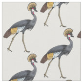 Grau gekrönte Kranich-Vogel-Cartoon-Illustration Stoff (Nahaufnahme)