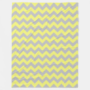 Grau Gelb Chevron Muster Fleecedecke
