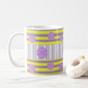 Grau Gelb Lila Blumen Streifen Tasse