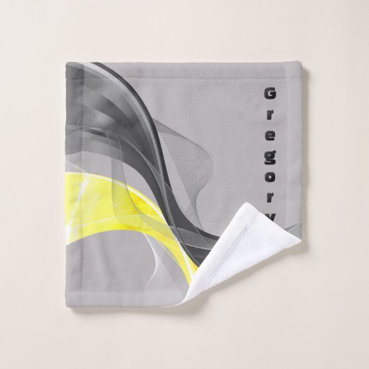 Grau-Gelb-Schwenk-Set Badhandtuch Set (Waschlappen)