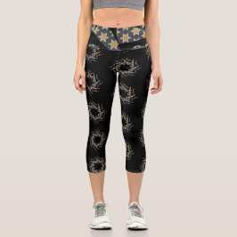 Grau-Gelb-Star-Dreieck-Muster Capri Leggings