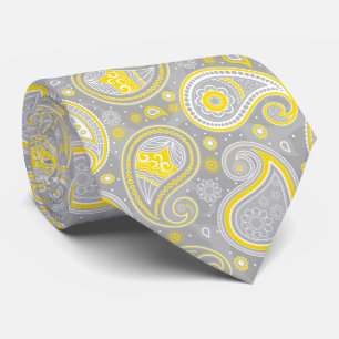 Grau-gelbes vintage Paisley-Muster Krawatte