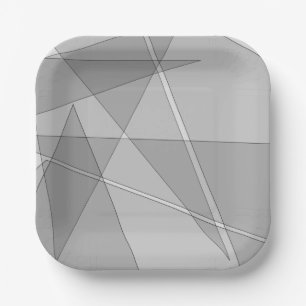 Grau Geometrisch Pappteller