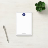 Grau-Gerahmtes Round Navy 1I Monogramm Post-it Klebezettel (Büro)