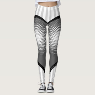 Grau gestreift Herz weiß gepunktet 80er Leggings