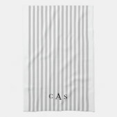 Grau gestreifte einfache Monogramm Geschirrtuch (Vertikal)