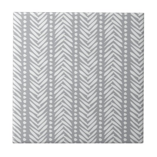 Grau gezeichnetes Chevron-Muster Fliese (Vorderseite)