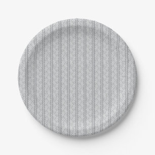 Grau gezeichnetes Chevron-Muster Pappteller