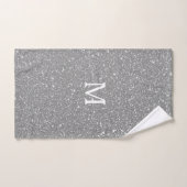 Grau-Glitzer-Grau-White-Monogram-Initial Handtuch (Handtuch)