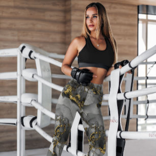 Grau Gold Abstrakt Gemustert LEGGINGS