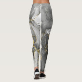 Grau Gold Abstrakt Gemustert | LEGGINGS (Rückseite)