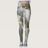 Grau Gold Abstrakt Gemustert | LEGGINGS (Vorderseite)