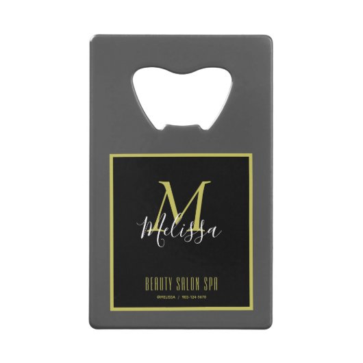 Grau Gold Beauty Salon WELLNESS-CENTER Monogram Geldbeutel Flaschenöffner (Vorderseite)