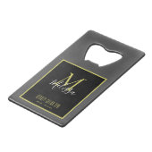 Grau Gold Beauty Salon WELLNESS-CENTER Monogram Geldbeutel Flaschenöffner (Rückseite Schrägansicht)