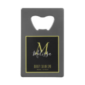 Grau Gold Beauty Salon WELLNESS-CENTER Monogram Geldbeutel Flaschenöffner (Rückseite)