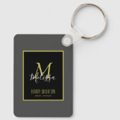 Grau Gold Beauty Salon WELLNESS-CENTER Monogram Schlüsselanhänger (Rückseite)