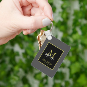 Grau Gold Beauty Salon WELLNESS-CENTER Monogram Schlüsselanhänger