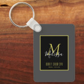 Grau Gold Beauty Salon WELLNESS-CENTER Monogram Schlüsselanhänger (Vorderseite)