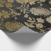 Grau Gold Floral Black Hütte Damask Graphit Geschenkpapier (Ecke)