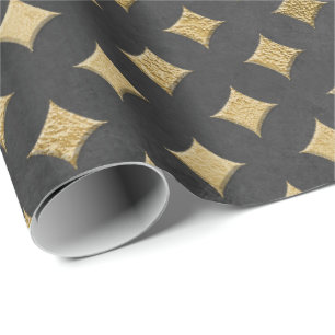 Grau Gold grungy Diamond Cut Art Deco Graphit Geschenkpapier