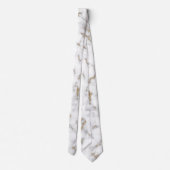 Grau-Gold-Hochzeit aus weißem Marmor Krawatte (Rückseite)