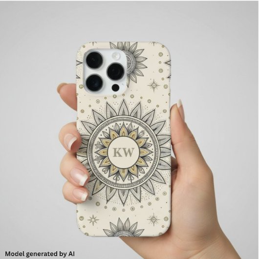 Grau Gold Mandala Muster iPhone Hülle