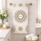 Grau Gold Mandala Muster Monogramm Badhandtuch Set