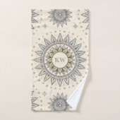 Grau Gold Mandala Muster Monogramm Badhandtuch Set (Handtuch)