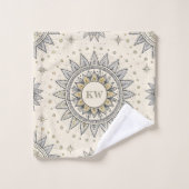 Grau Gold Mandala Muster Monogramm Badhandtuch Set (Waschlappen)