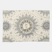 Grau Gold Mandala Muster Monogramm Geschirrtuch (Horizontal)