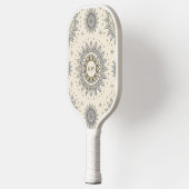 Grau Gold Mandala Muster Monogramm Pickleball Schläger (Links)