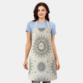 Grau Gold Mandala Muster Monogramm Schürze (Getragen)