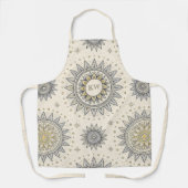Grau Gold Mandala Muster Monogramm Schürze (Vorderseite)