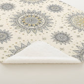 Grau Gold Mandala Muster Sherpadecke (3/4)