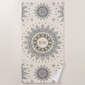 Grau Gold Mandala-Muster Strandtuch (Vorderseite)