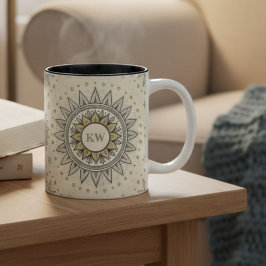 Grau Gold Mandala Muster Zweifarbige Tasse