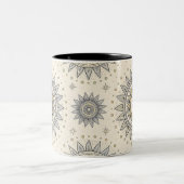 Grau Gold Mandala Muster Zweifarbige Tasse (Mittel)